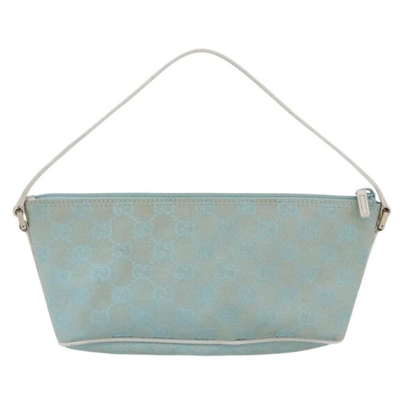 GUCCI GG Canvas Accessory Pouch Light Blue White Auth ki6051 - Picture 3 of 16